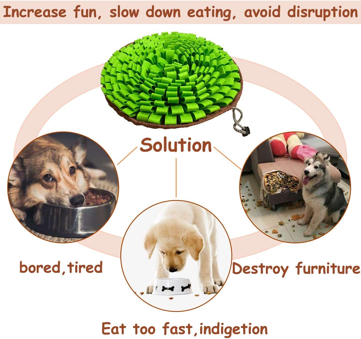 Pet Snuffle Mat for Dogs,Interactive Feed Puzzle for Boredom,Encourages Natural Foraging Skills for Cats Rabbits Dogs Bowl, Dog Treat Dispenser Indoor Outdoor Stress Relief,Travel Portable and Compact